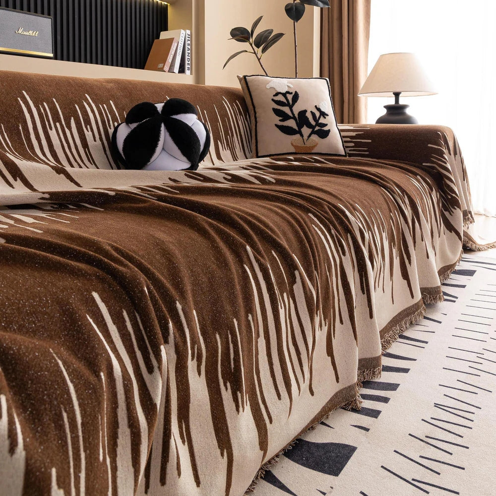 Chenille Brushstroke Sofa Cover - Soft, Machine Washable Couch Protector