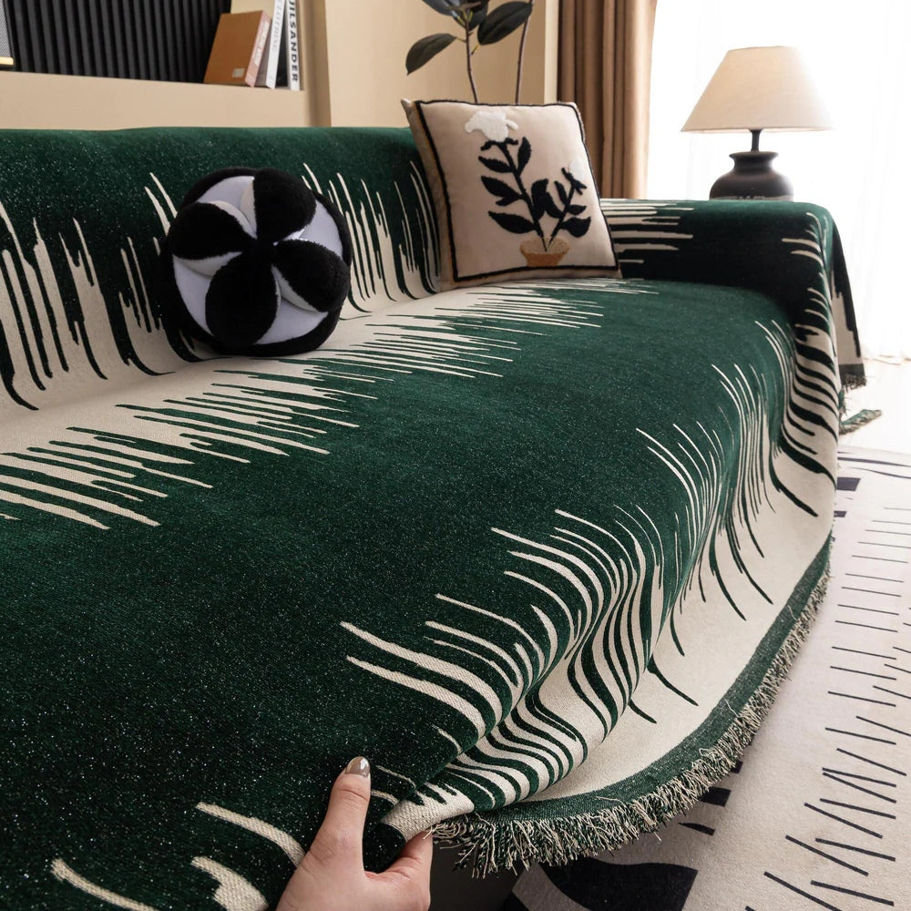 Brushstroke Chenille Sofa Cover - Soft, Machine Washable Protector