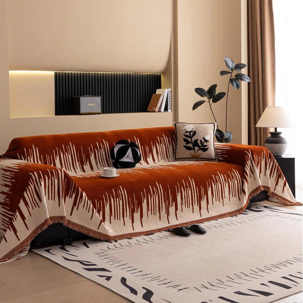 Chenille Brushstroke Sofa Cover - Soft, Machine Washable Couch Protector