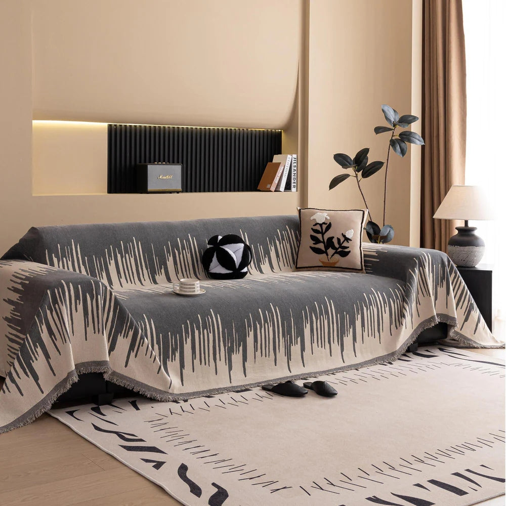 Brushstroke Chenille Sofa Cover - Soft, Machine Washable Protector