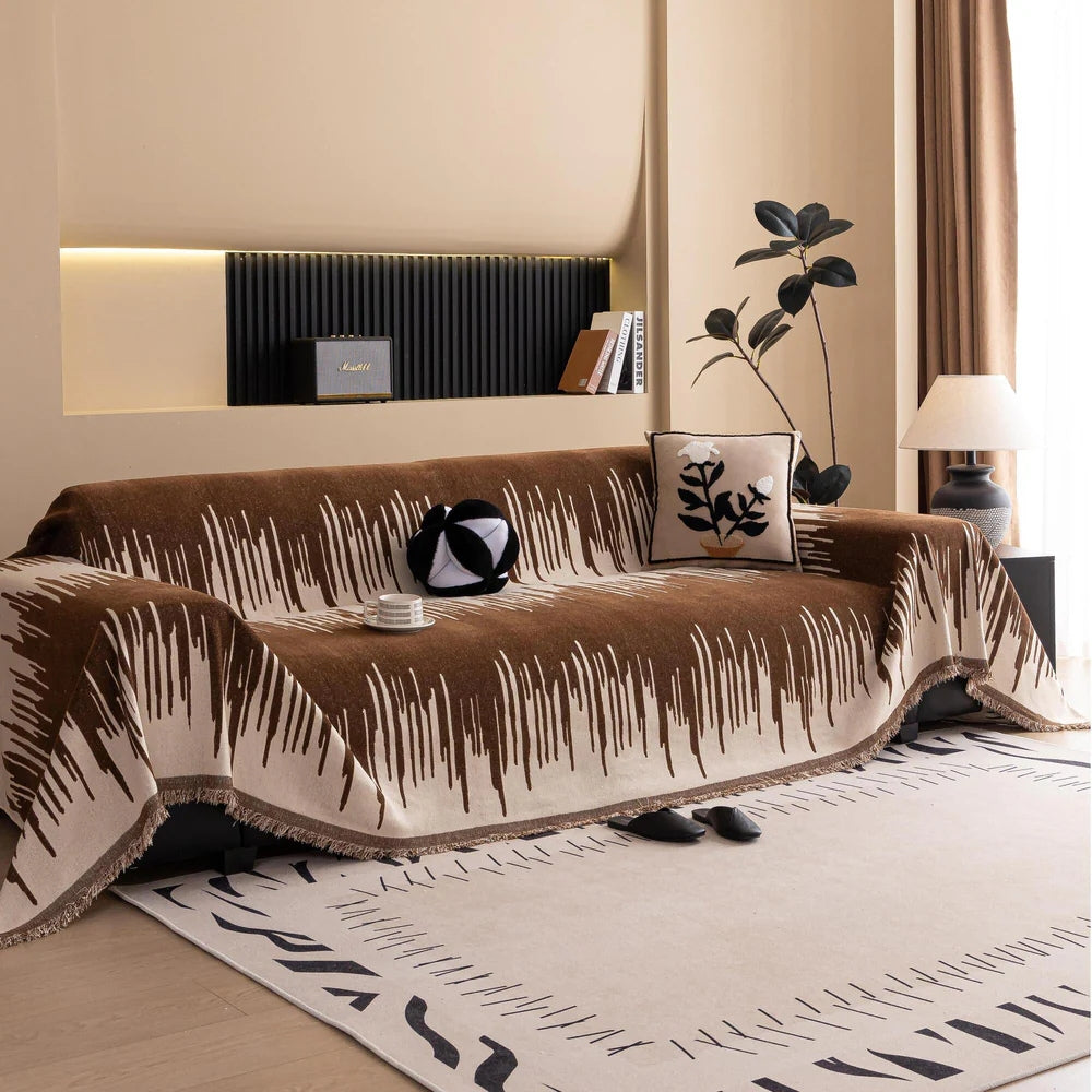 Chenille Brushstroke Sofa Cover - Soft, Machine Washable Couch Protector