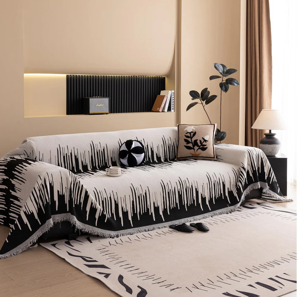Brushstroke Chenille Sofa Cover - Soft, Machine Washable Protector