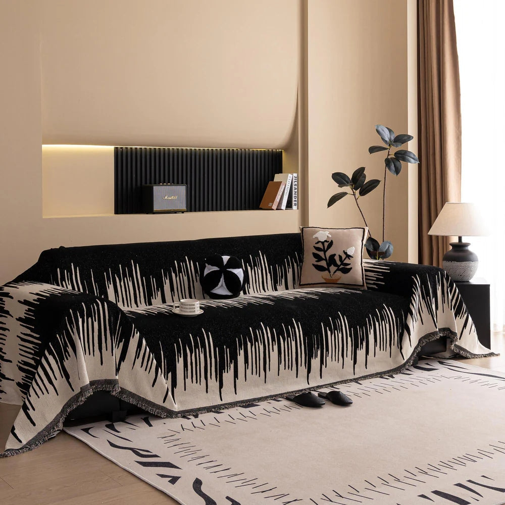 Chenille Brushstroke Sofa Cover - Soft, Machine Washable Couch Protector