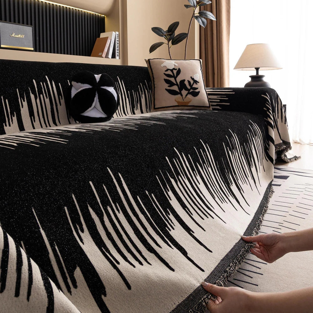Chenille Brushstroke Sofa Cover - Soft, Machine Washable Couch Protector
