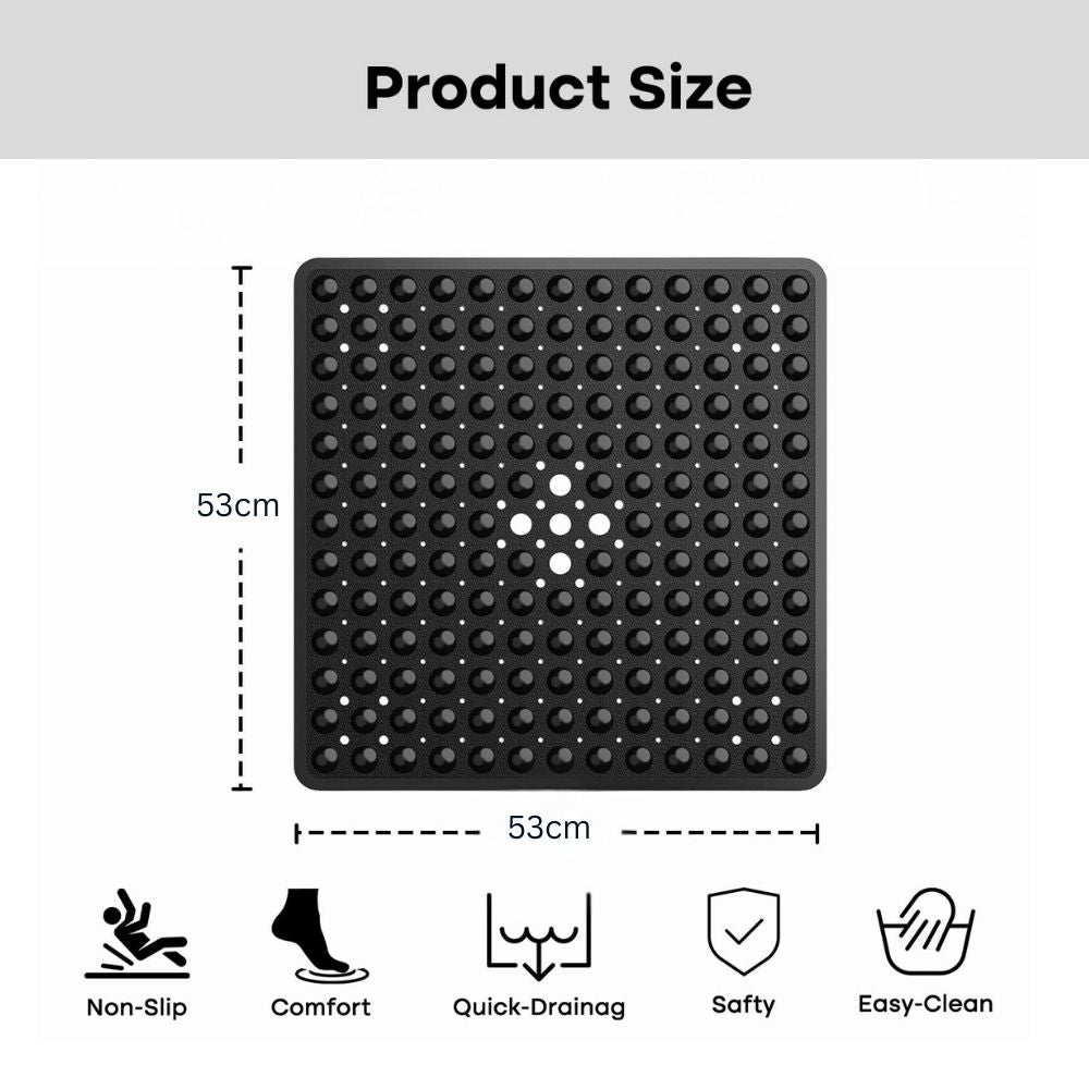 Non-Slip Square Shower Mat with Suction Cups