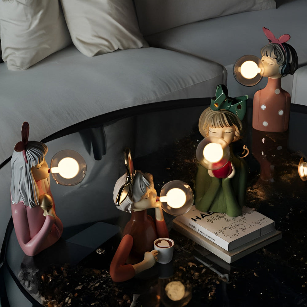 Decorative Girl Table Lamp with Bubble Light