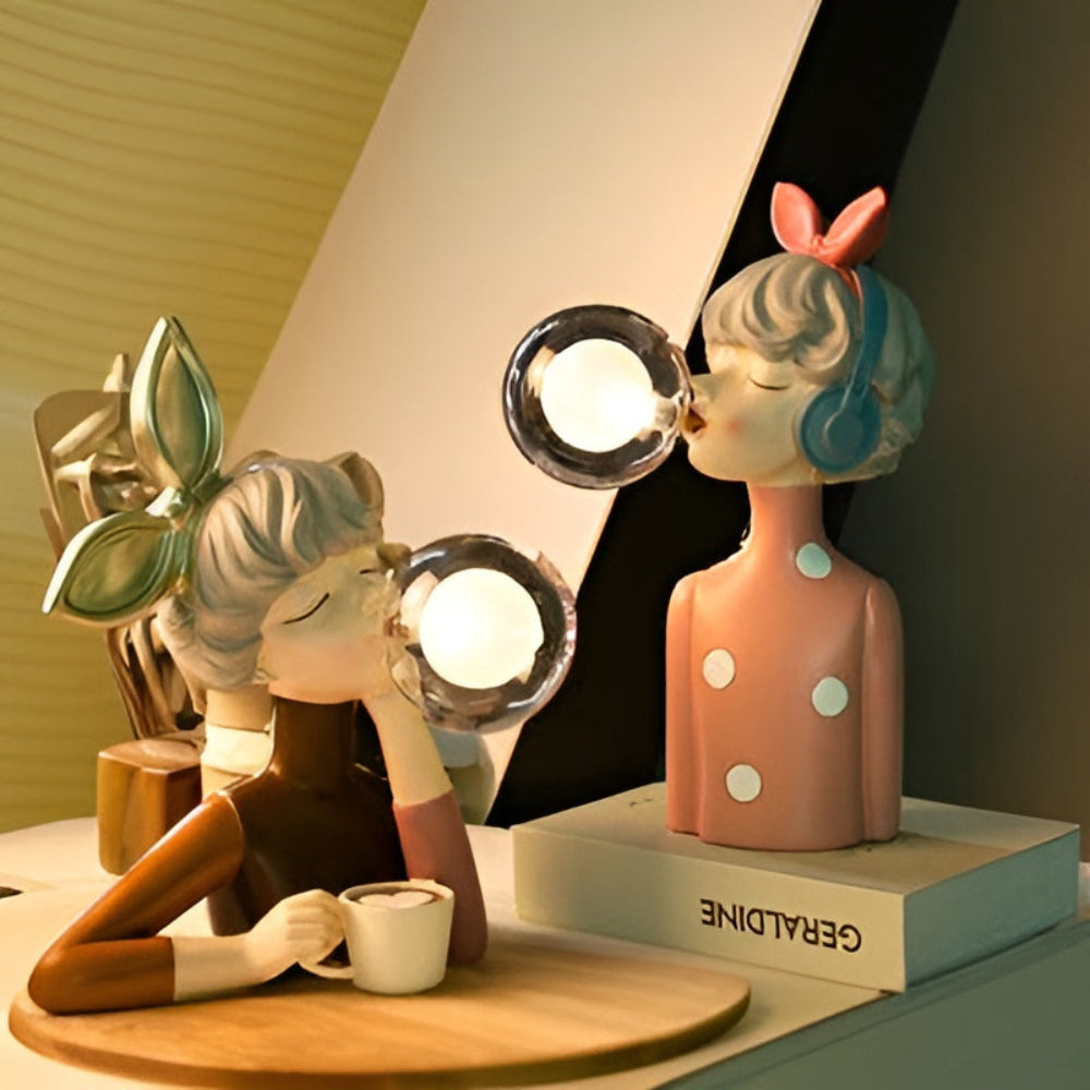 Decorative Girl Table Lamp with Bubble Light