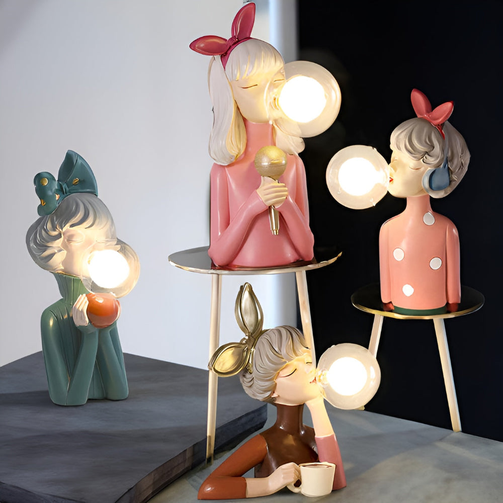 Fairy Table Lamp with LED Light – Enchanting Cartoon Girl Design
