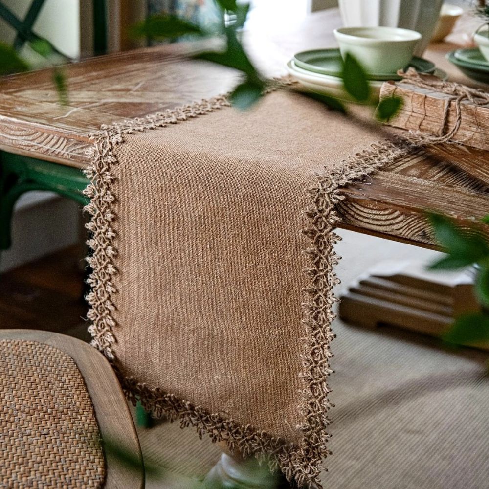 Natural Jute Boho Table Runner
