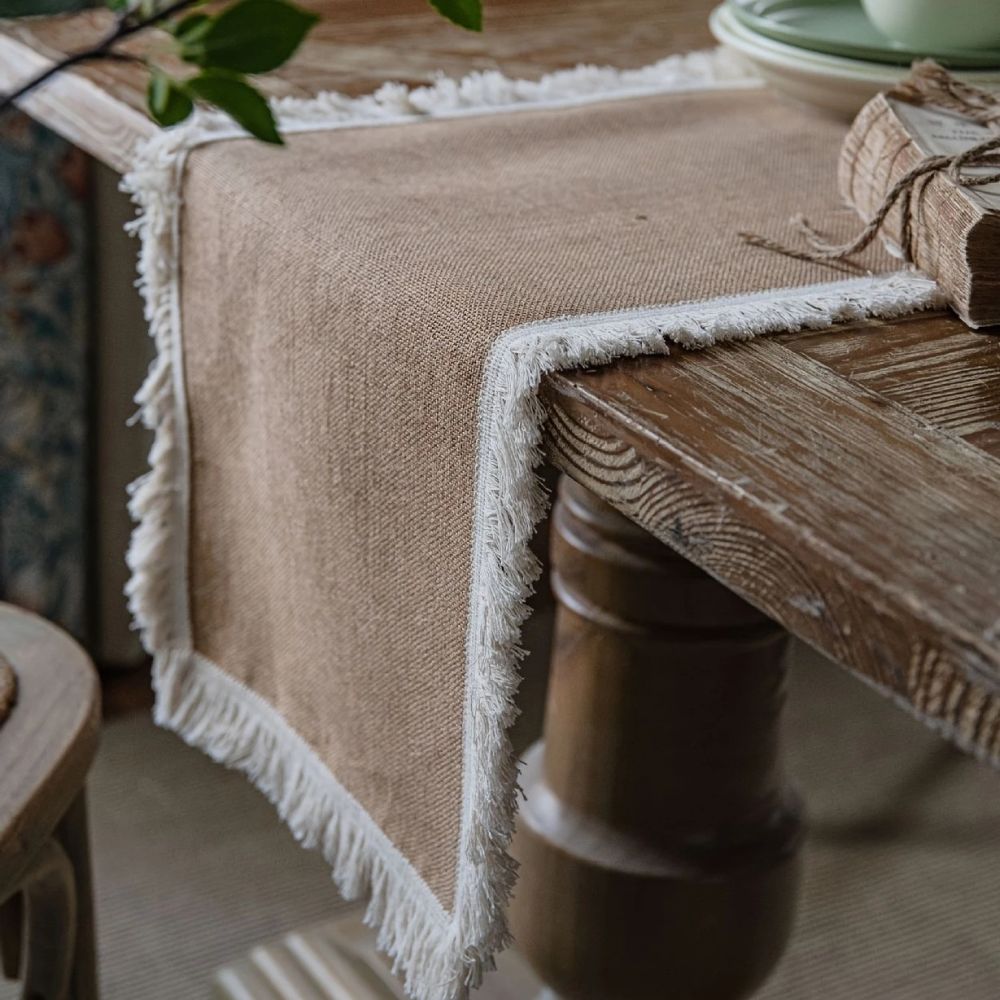 Natural Jute Boho Table Runner