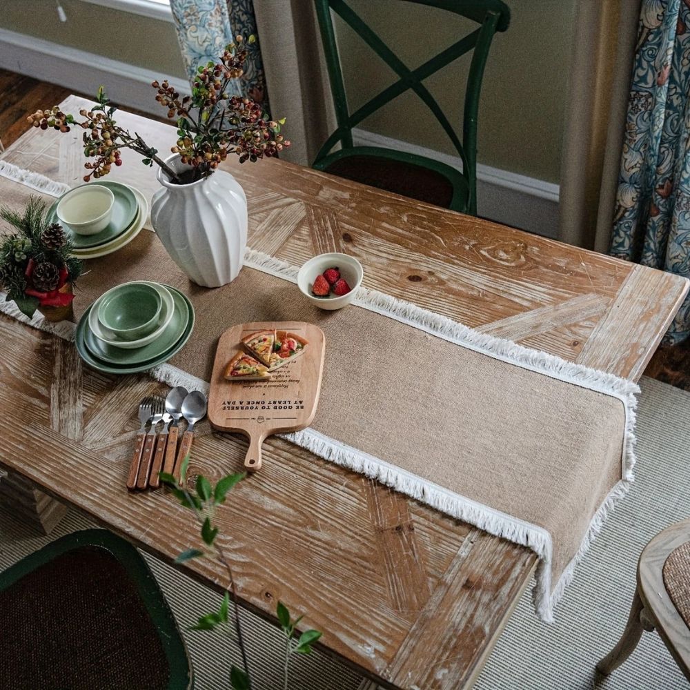 Natural Jute Boho Table Runner