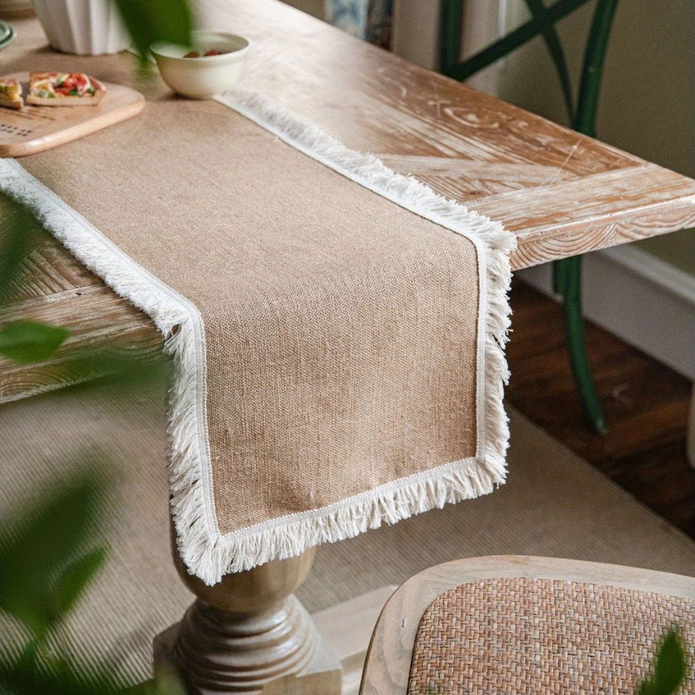 Natural Jute Boho Table Runner