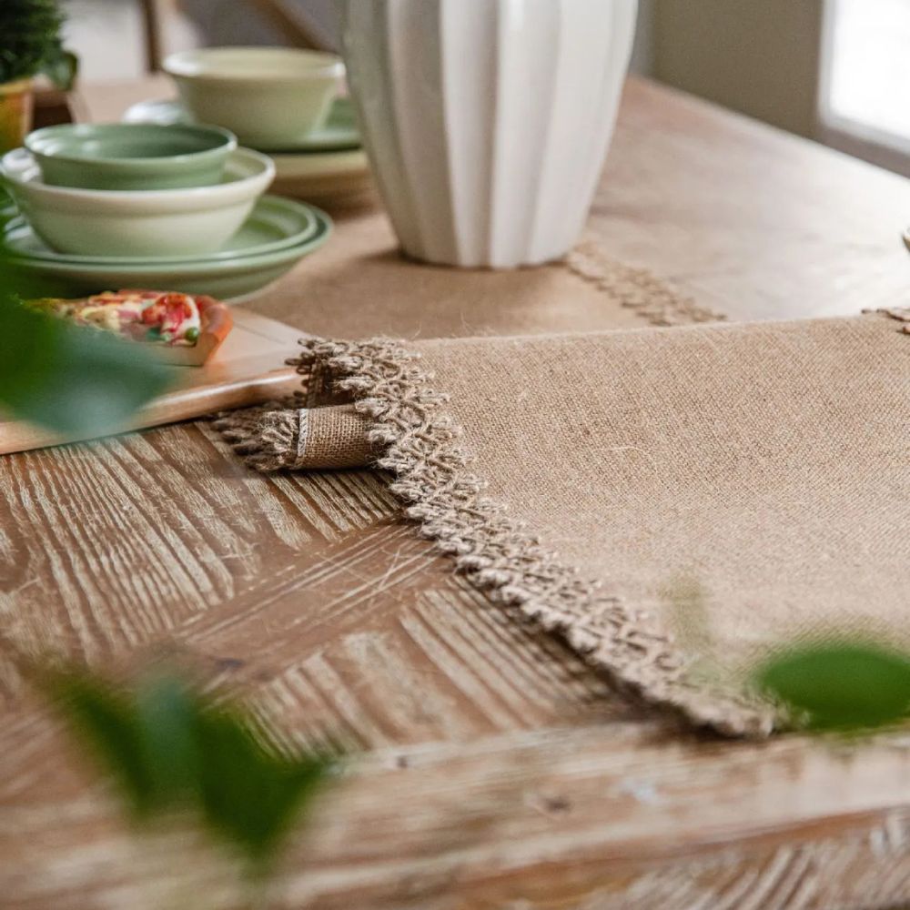 Natural Jute Boho Table Runner