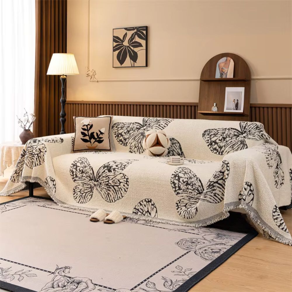 Reversible Butterfly Microfiber Sofa Cover