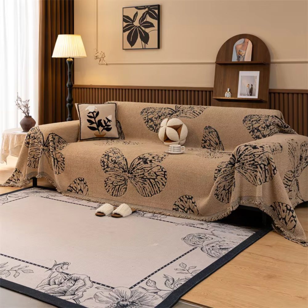 Reversible Butterfly Microfiber Sofa Cover