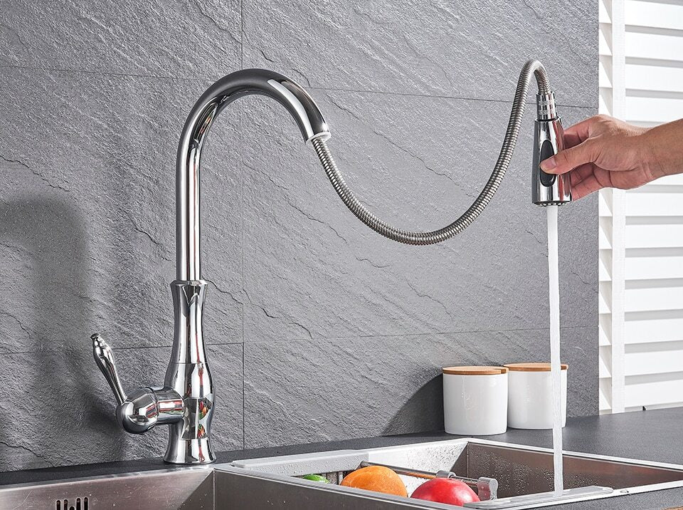 Retractable Pull-Out Kitchen Faucet with Single Lever Handle