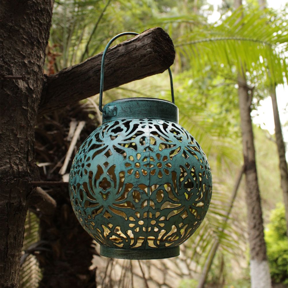 Solar Powered Black Stainless Steel Garden Lantern