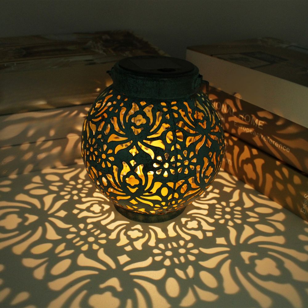 Solar Powered Black Stainless Steel Garden Lantern