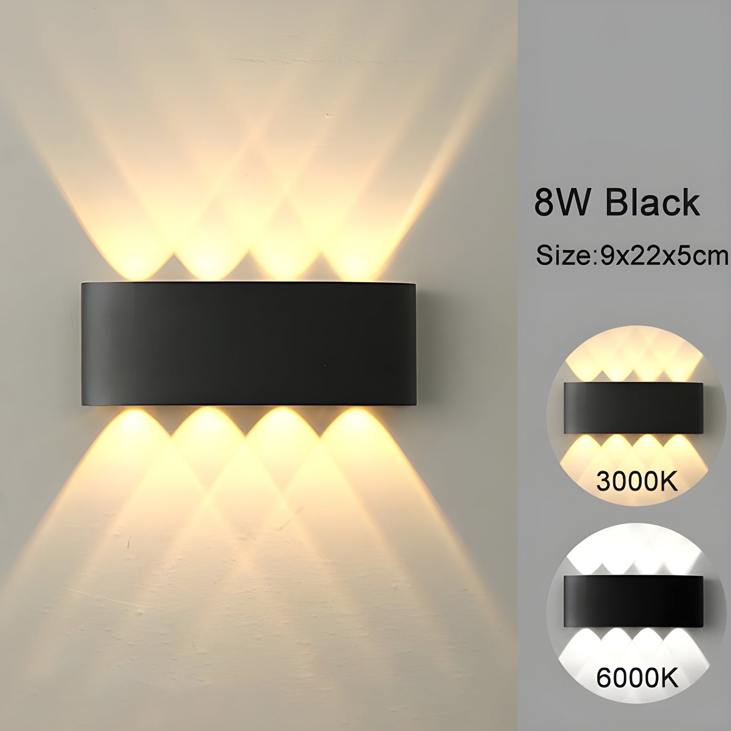 LED Wall-Mounted Upward and Downward Lights for Indoor and Outdoor Use