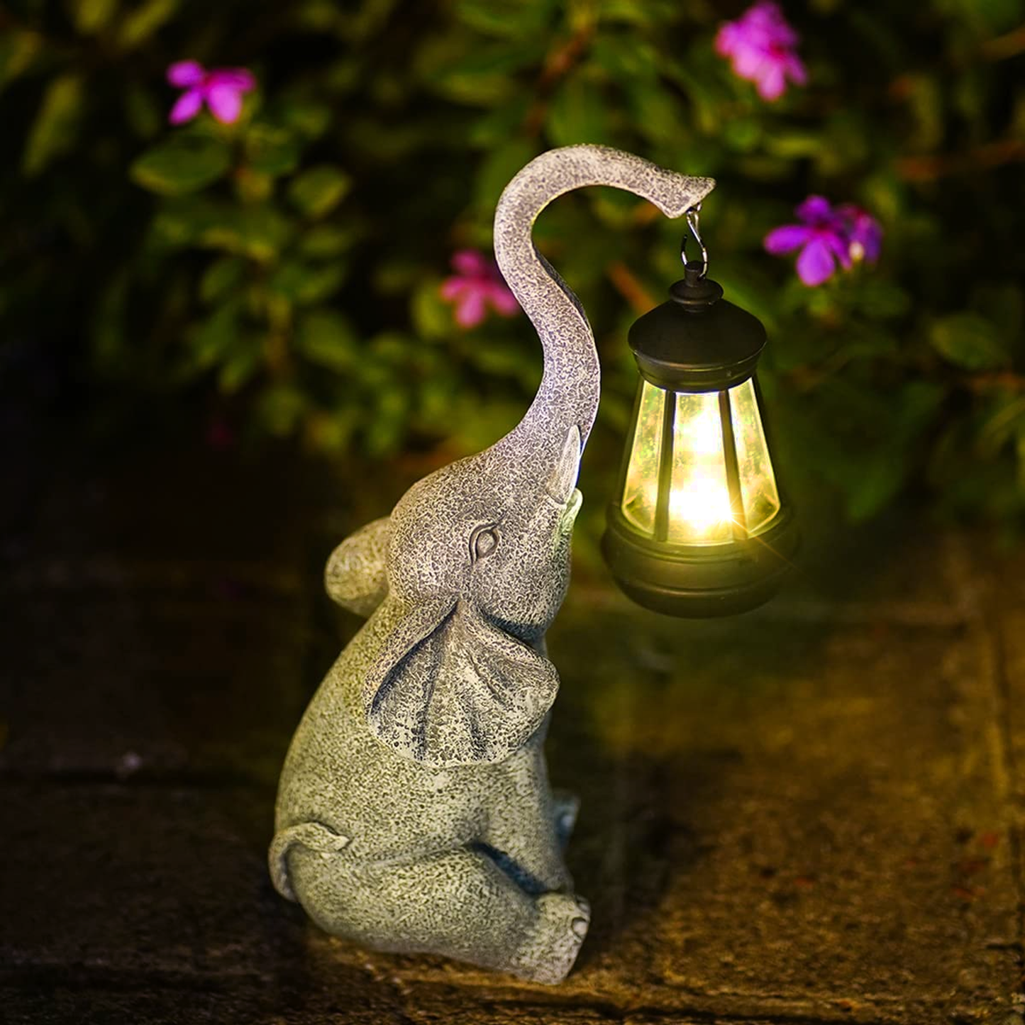 Solar-Powered Elephant Table Lamp for Indoor and Outdoor Decor