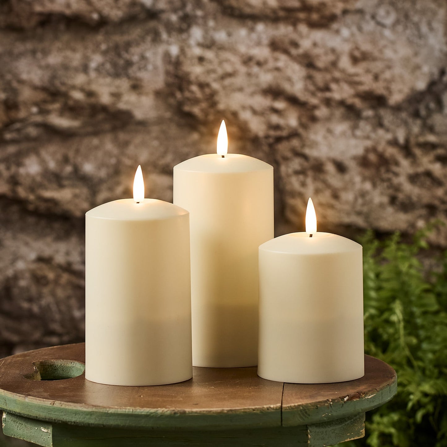 Solar-Powered Outdoor Candle Set - 3 Heights