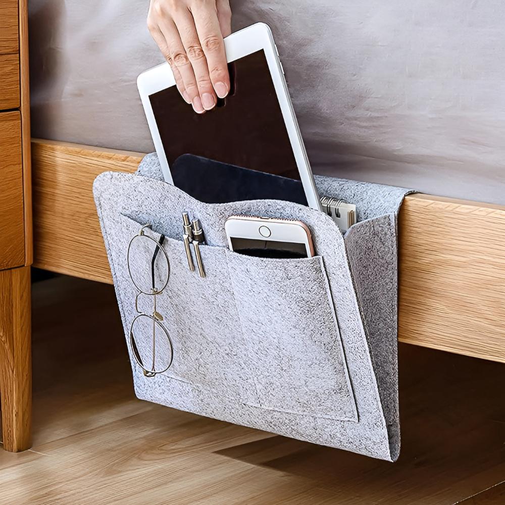 Felt Bedside Organizer with Cable Management Pockets