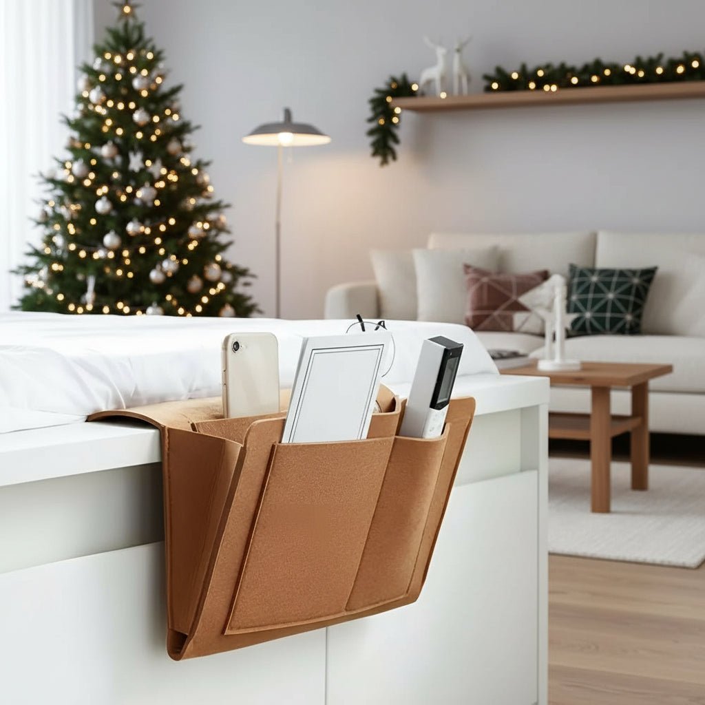 Felt Bedside Organizer with Cable Management Pockets