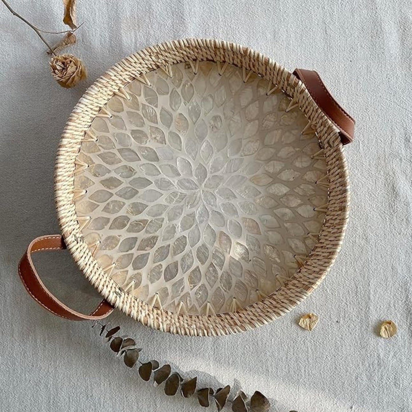 Handcrafted Eco-Friendly Rattan Tray in Assorted Patterns