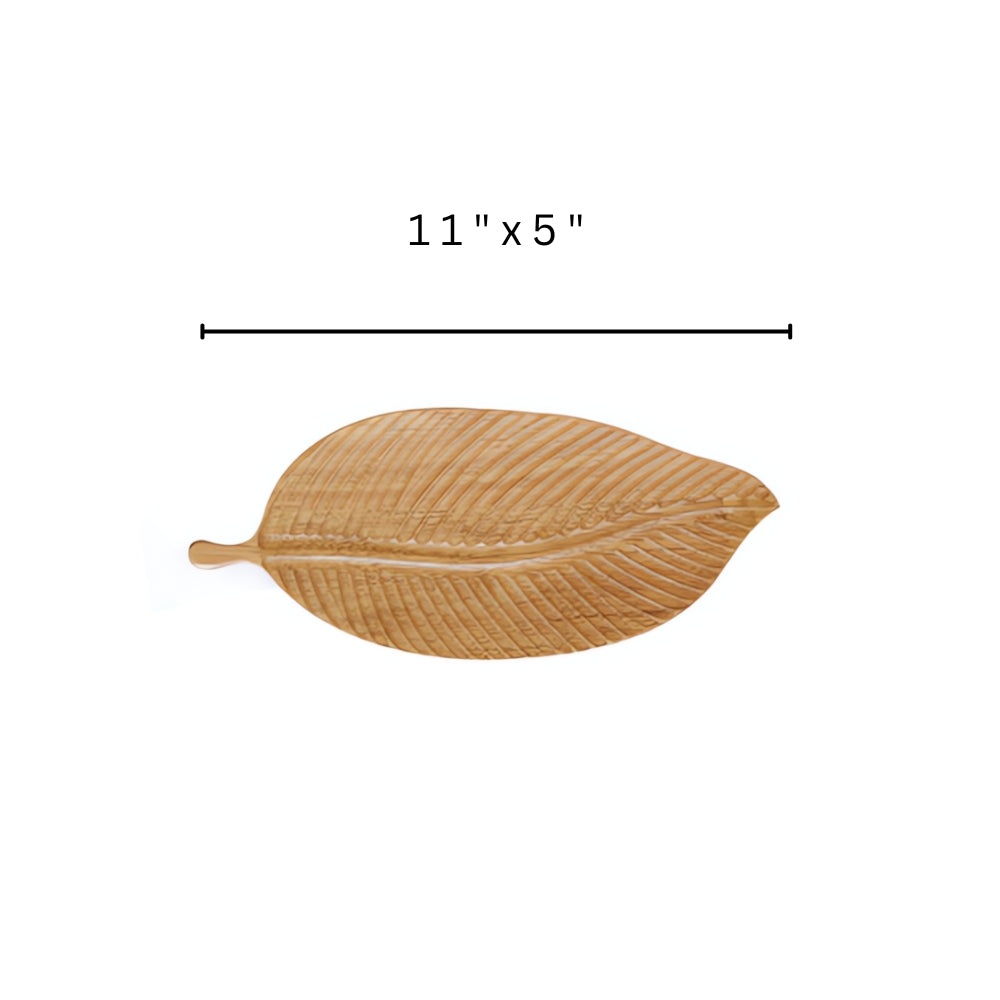 Hand-Carved Walnut Leaf Serving Tray
