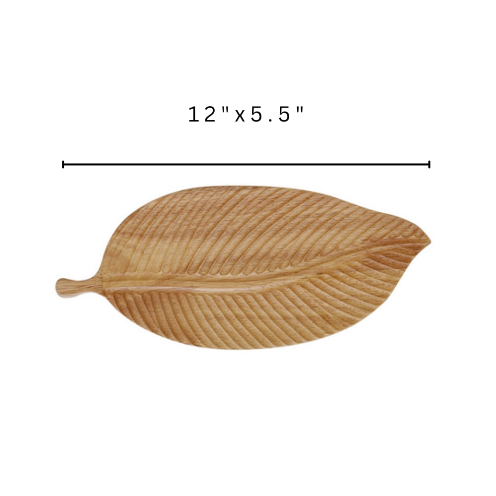 Hand-Carved Walnut Leaf Serving Tray