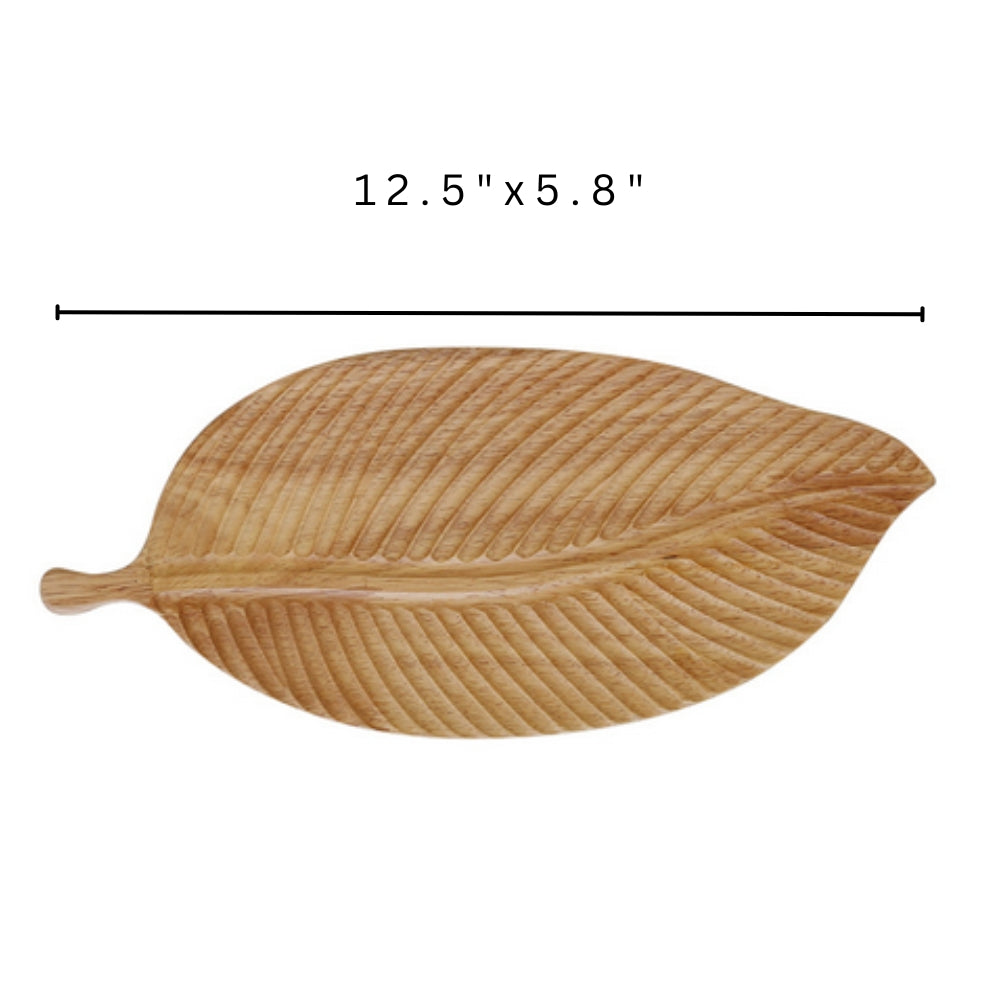 Hand-Carved Walnut Leaf Serving Tray