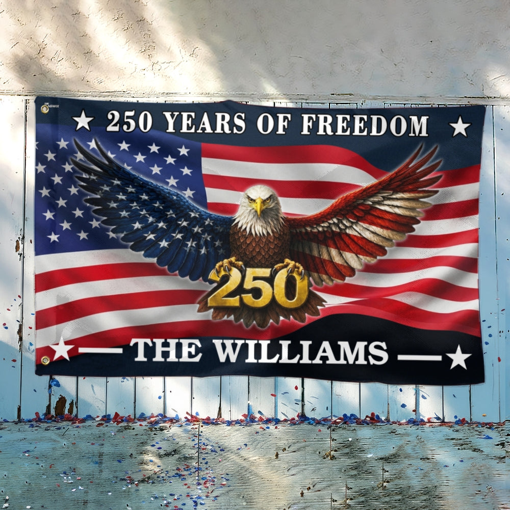 Custom American Flag with Grommets - Personalized 250 Years of Freedom Canvas Flag