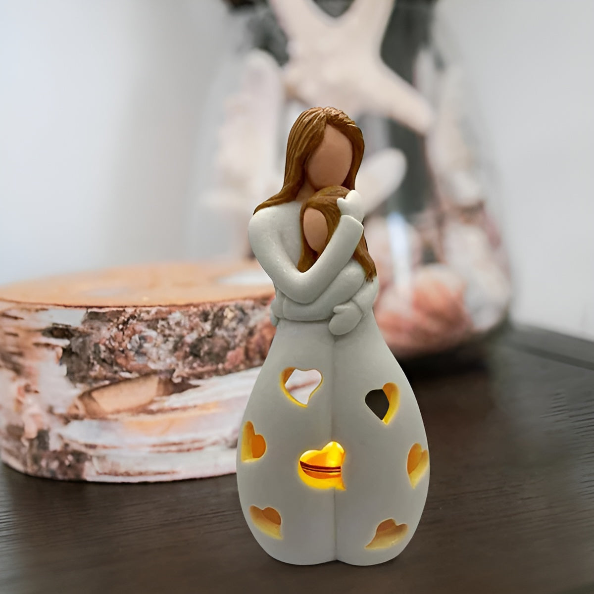 Mother Daughter Candle Holder - Embrace Glow Decorative Accent