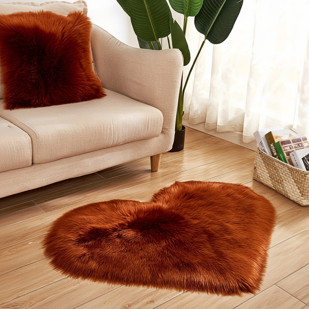 Plush Heart Shaped Area Mat for Cozy Indoor Use