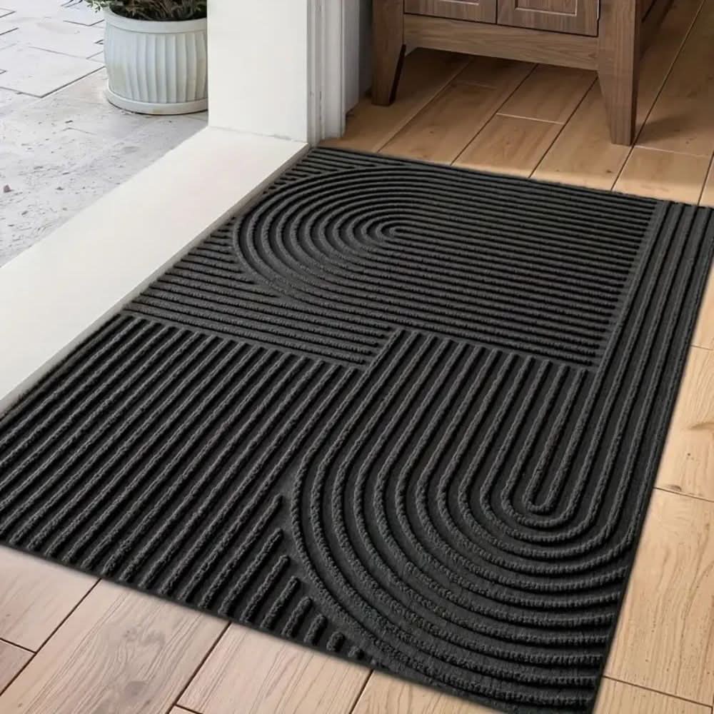 Absorbent Washable Microfiber Mat with Flowing Line Pattern