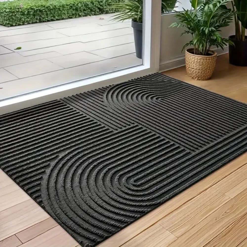 Absorbent Washable Microfiber Mat with Flowing Line Pattern