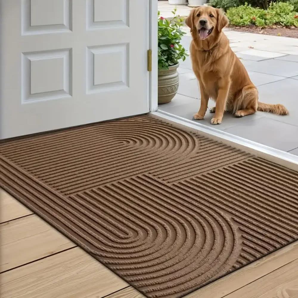 Absorbent Washable Microfiber Mat with Flowing Line Pattern
