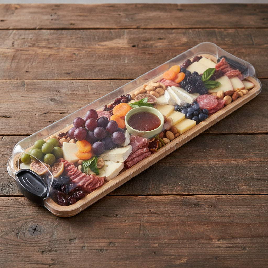 Bamboo Charcuterie Cutting Board with Locking Lid