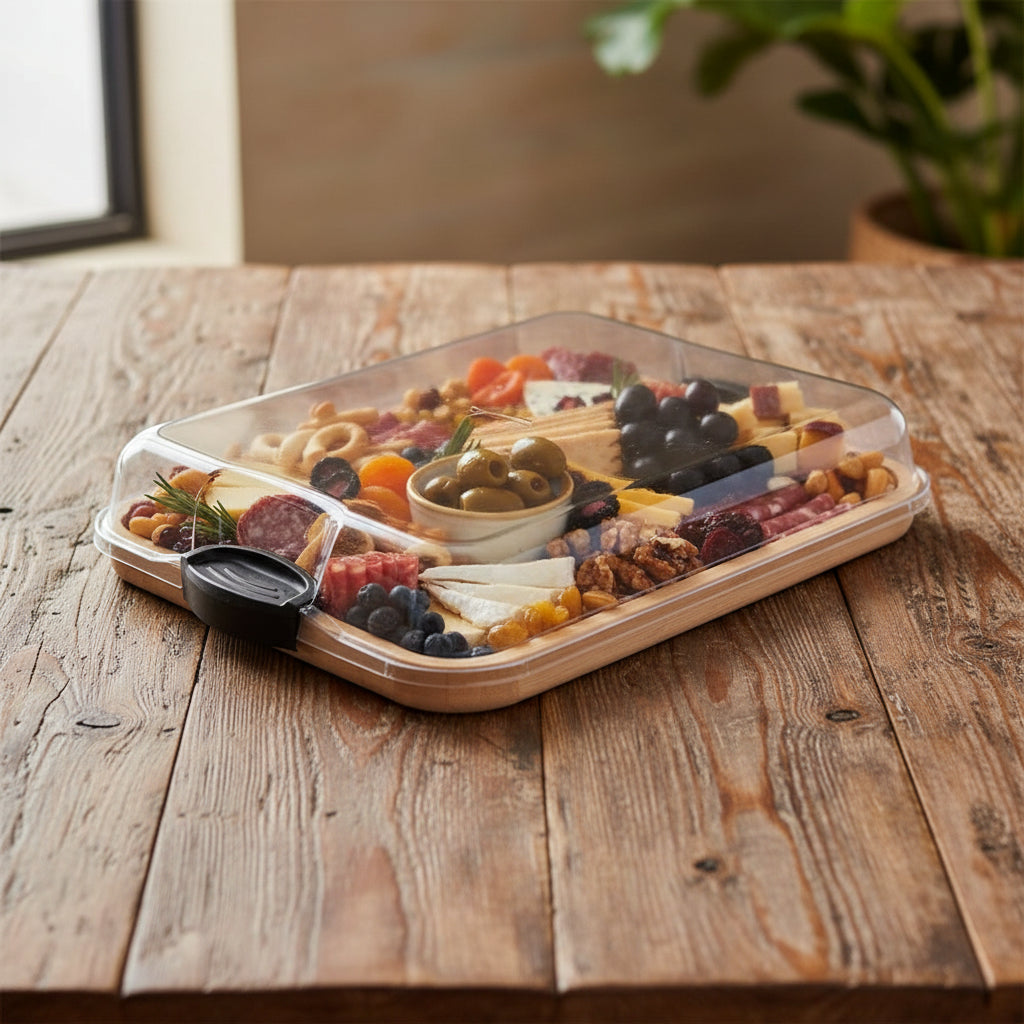 Bamboo Charcuterie Cutting Board with Locking Lid