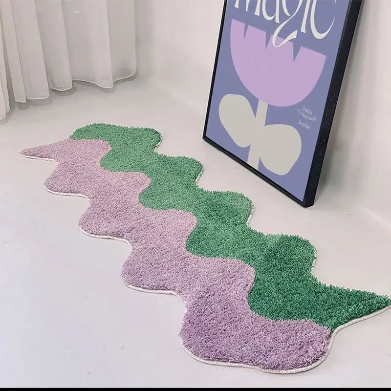Tufted Wave Pattern Runner Rug