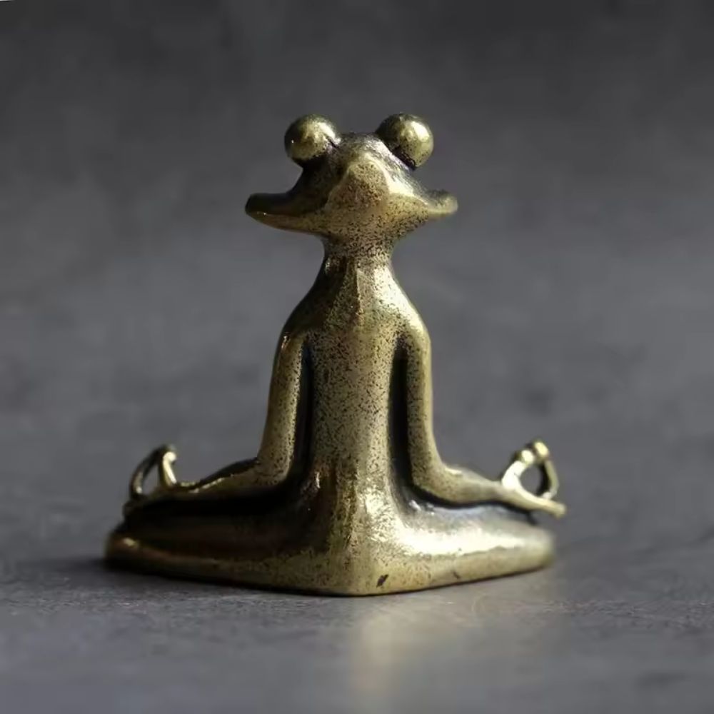 Meditating Lotus Frog Incense Holder Figurine