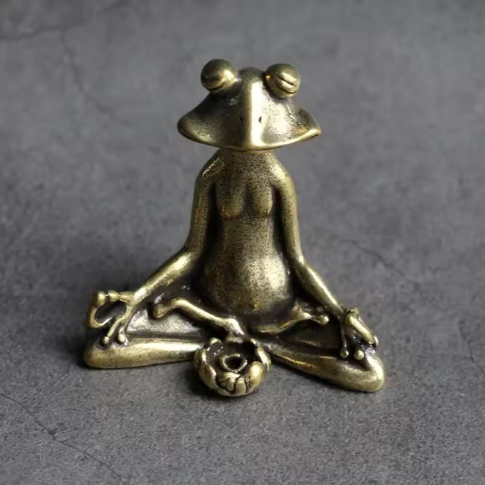Meditating Lotus Frog Incense Holder Figurine