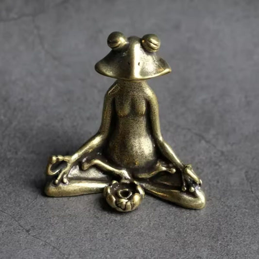 Meditating Lotus Frog Incense Holder Figurine