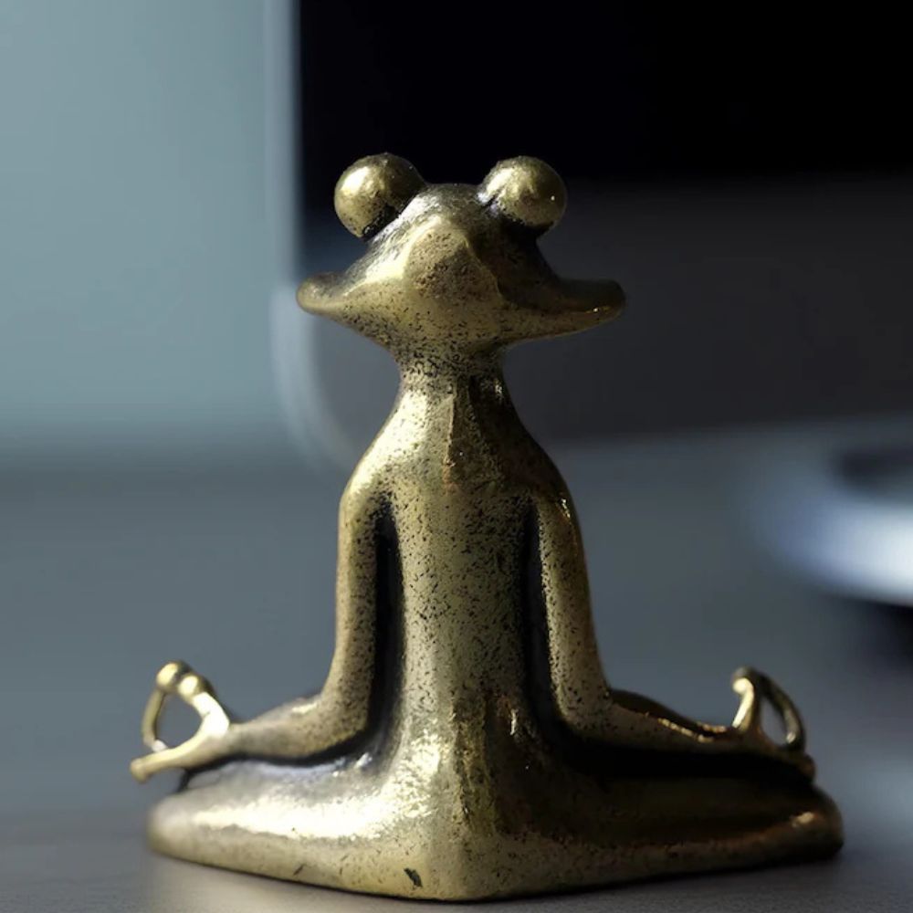 Meditating Lotus Frog Incense Holder Figurine