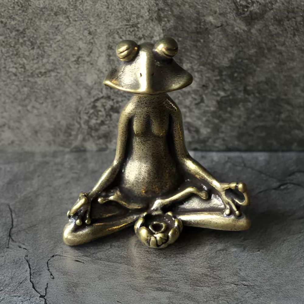 Meditating Lotus Frog Incense Holder Figurine