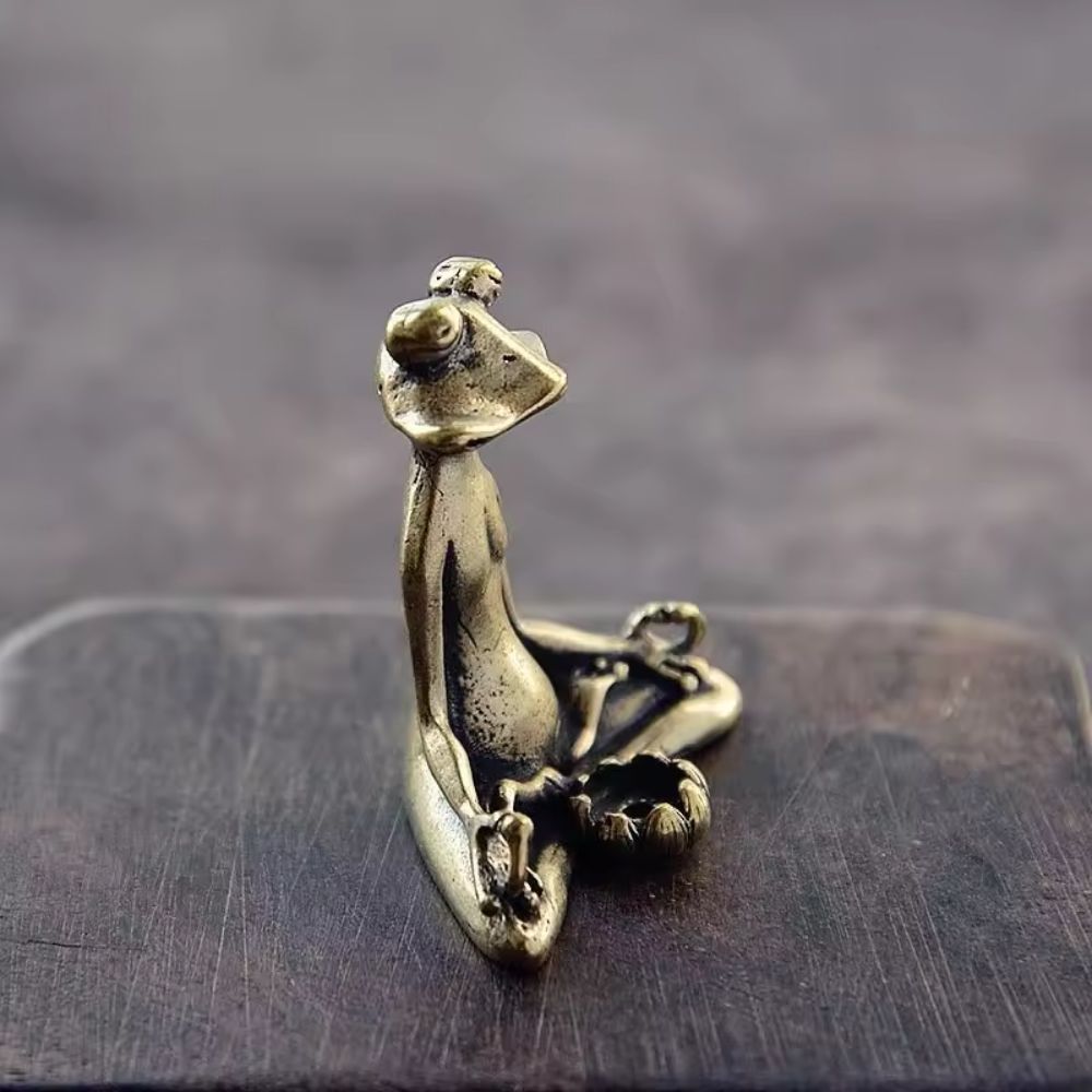 Meditating Lotus Frog Incense Holder Figurine