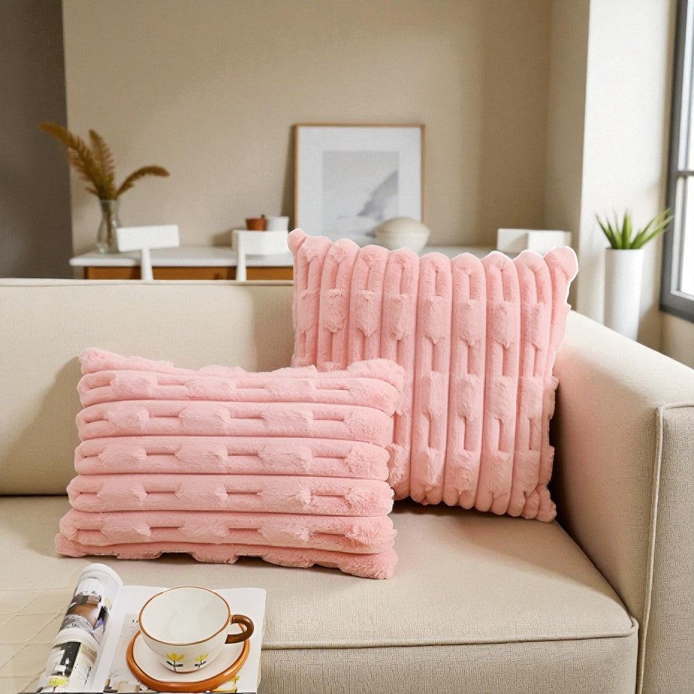 Calm Weave Striped Plush Cushion Cover