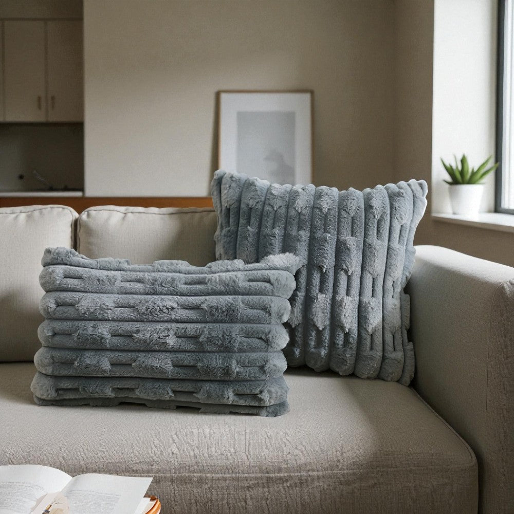 Calm Weave Striped Plush Cushion Cover