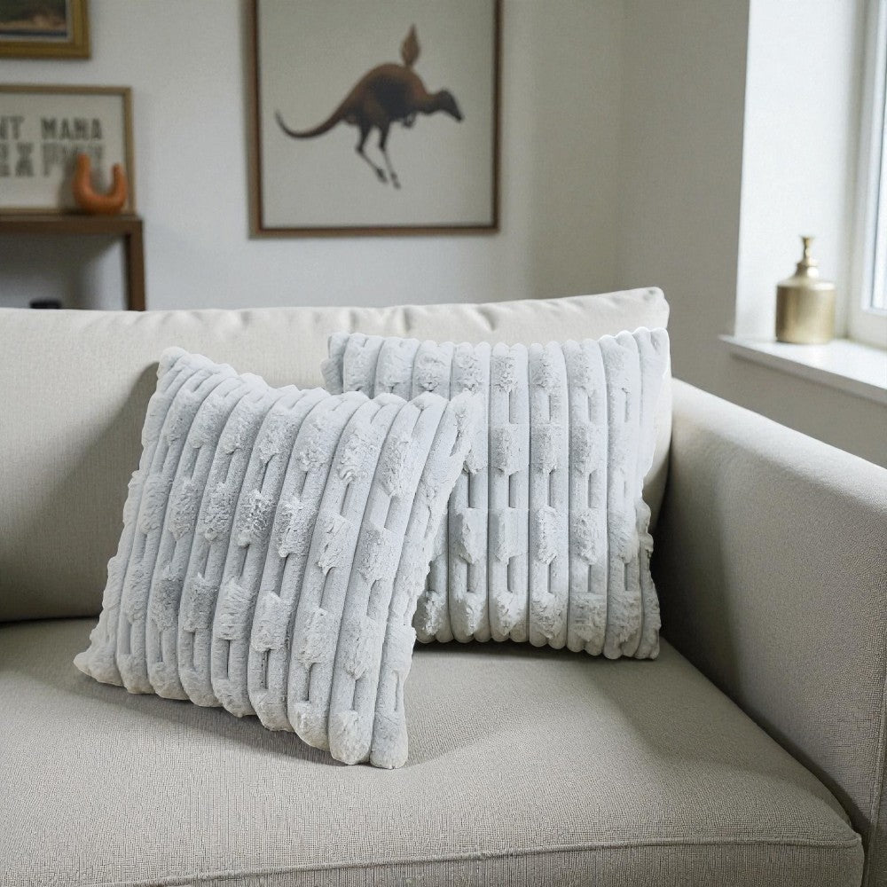 Calm Weave Striped Plush Cushion Cover
