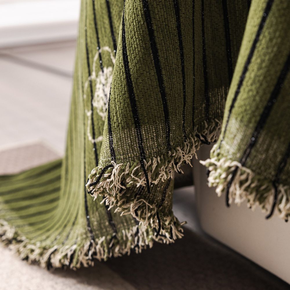 Embroidered Camellia Bloom Chenille Sofa Cover
